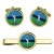 Royal Corps of Signals, British Army ER Cufflinks and Tie Clip Set