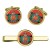 Corps of Royal Engineers (RE), British Army ER Cufflinks and Tie Clip Set