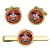 Royal Monmouthshire Royal Engineers (R Mon RE), British Army ER Cufflinks and Tie Clip Set