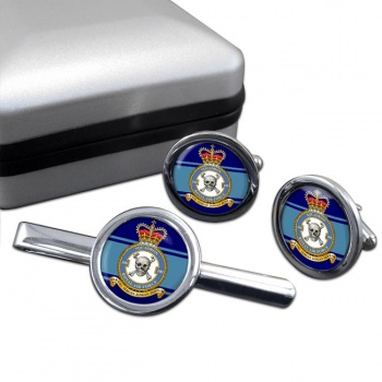 No. 100 Squadron (Royal Air Force) Round Cufflink and Tie Clip Set