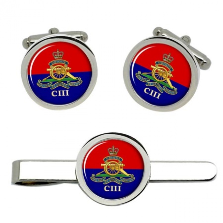 103rd Regiment, Royal Artillery, British Army ER Cufflinks and Tie Clip Set