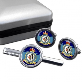 No. 121 Eagle Squadron (Royal Air Force) Round Cufflink and Tie Clip Set