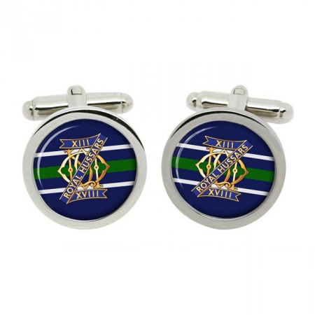 13th/18th Royal Hussars (Queen Mary's Own), British Army Cufflinks in Chrome Box