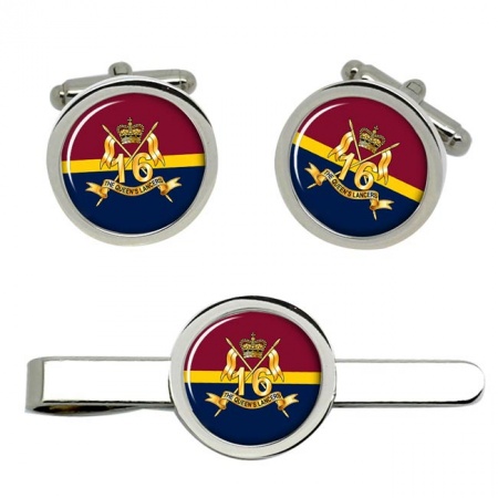 16th/5th Queen's Royal Lancers, British Army Cufflinks and Tie Clip Set