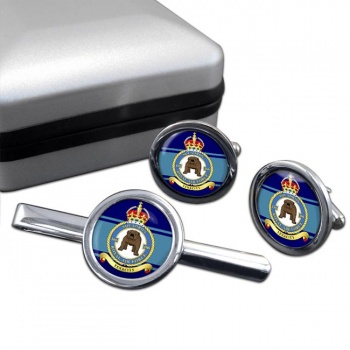 No. 166 Squadron (Royal Air Force) Round Cufflink and Tie Clip Set