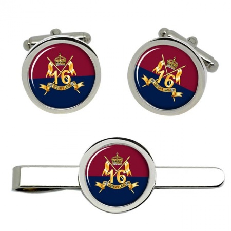 16th Queen's Lancers, British Army Cufflinks and Tie Clip Set