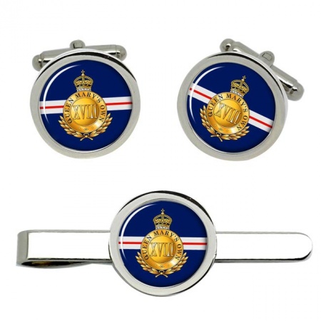 18th Royal Hussars (Queen Mary's Own), British Army Cufflinks and Tie Clip Set
