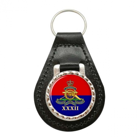 32nd Regiment, Royal Artillery, British Army ER Leather Key Fob