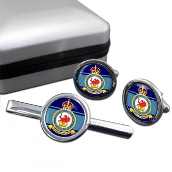 No. 402 Air Stores Park (Royal Air Force) Round Cufflink and Tie Clip Set