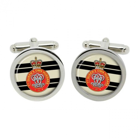 7th Queen's Own Hussars, British Army Cufflinks in Chrome Box