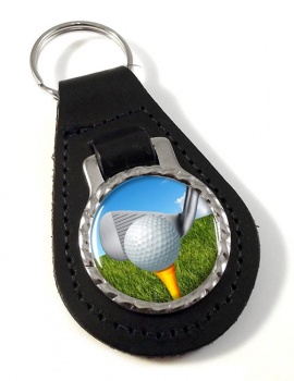 Golf Addressing the ball Leather Key Fob