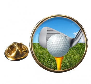 Golf Addressing the ball Round Pin Badge
