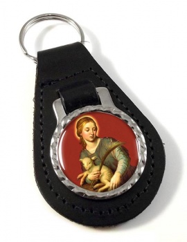 St. Agnes of Rome Leather Key Fob