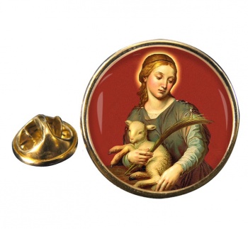 St. Agnes of Rome Round Pin Badge