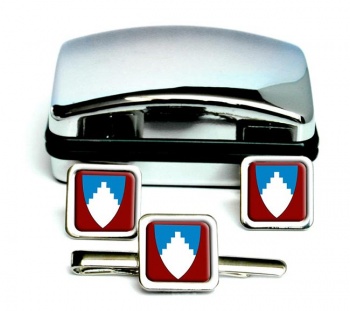 Akershus (Norway) Square Cufflink and Tie Clip Set