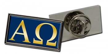 Alpha Omega Rectangle Pin Badge