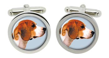 Beagle Cufflinks in Chrome Box