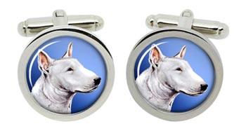 English Bull Terrier Cufflinks in Chrome Box