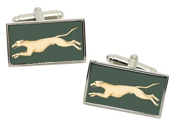 Greyhound Rectangle Cufflinks in Chrome Box