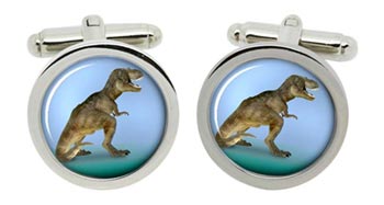 Tyrannosaurus rex Cufflinks in Chrome Box