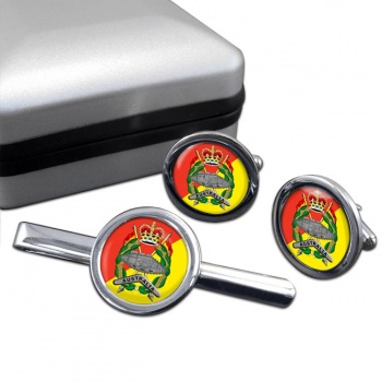 Royal Australian Armoured Corps Round Cufflink and Tie Clip Set