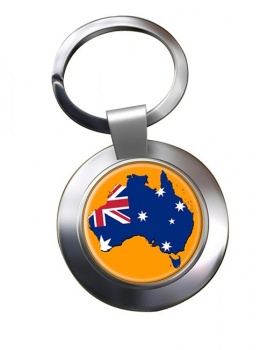 Australian Flag Map Metal Key Ring