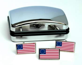 Betsy Ross Flag Flag Cufflink and Tie Pin Set