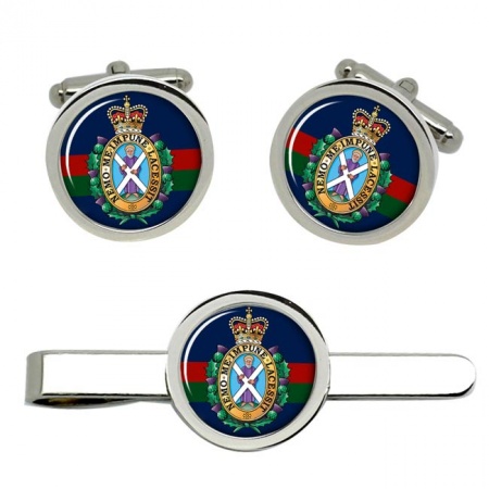 Black Watch, British Army ER Cufflinks and Tie Clip Set