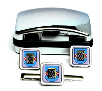 Bochum (Germany) Square Cufflink and Tie Clip Set