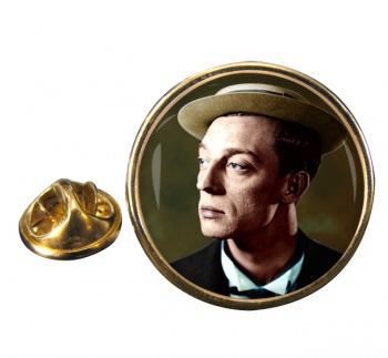 Buster Keaton Round Pin Badge