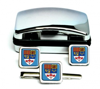 Canada Coat of Arms Square Cufflink and Tie Clip Set