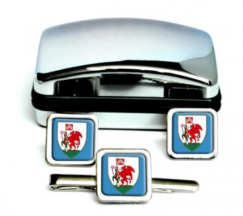Cardiff-Square Cufflink and Tie Clip Set