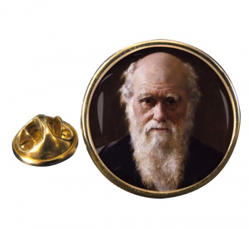 Charles Darwin Round Pin Badge