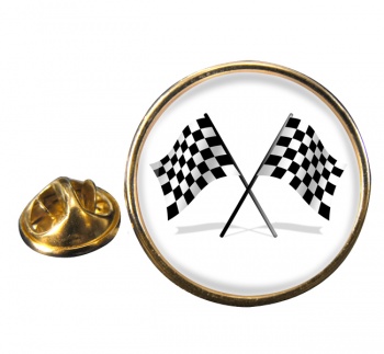 Chequered Flags Round Pin Badge
