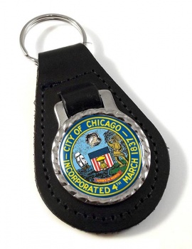 Chicago IL Leather Key Fob