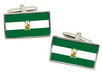 Andalusia Andaluca (Spain) Flag Cufflinks in Chrome Box