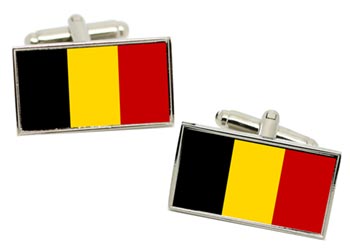 Belgium Belgique Belgi Flag Cufflinks in Chrome Box