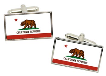 California Flag Cufflinks in Chrome Box
