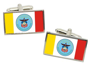 Columbus OH (USA) Flag Cufflinks in Chrome Box