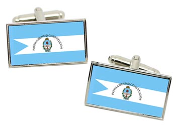 Corrientes, Argentina Flag Cufflinks in Chrome Box