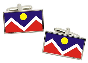 Denver CO (USA) Flag Cufflinks in Chrome Box