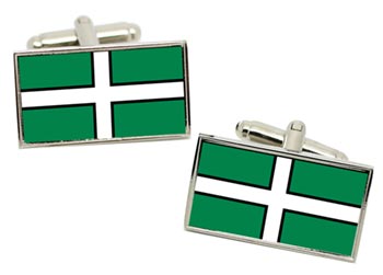 Devon (England) Flag Cufflinks in Chrome Box