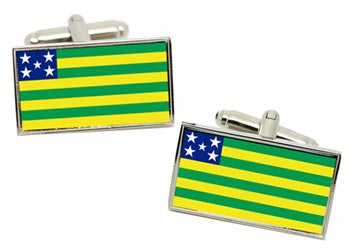 Gois (Brazil) Flag Cufflinks in Chrome Box