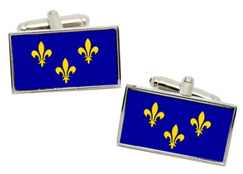 le-de-France Flag Cufflinks in Chrome Box