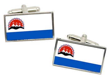Kamchatka Krai (Russia) Flag Cufflinks in Chrome Box