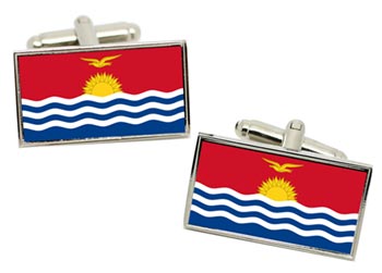 Kiribati Flag Cufflinks in Chrome Box