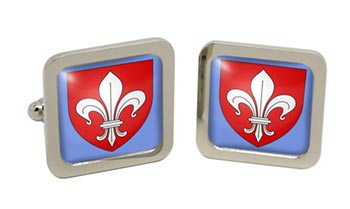 Lille (France) Square Cufflinks in Chrome Box