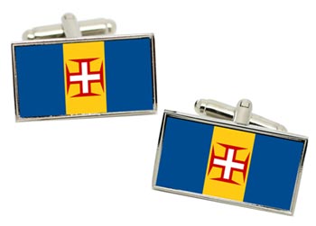 Madeira (Portugal) Flag Cufflinks in Chrome Box