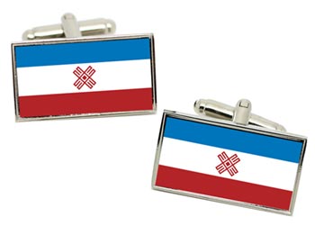 Mari El (Russia) Flag Cufflinks in Chrome Box