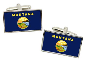 Montana USA Flag Cufflinks in Chrome Box